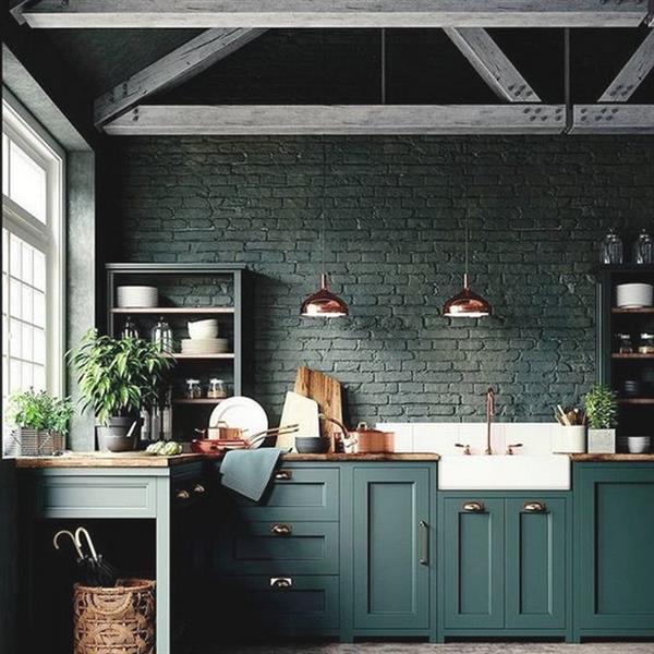 kitchen dark green