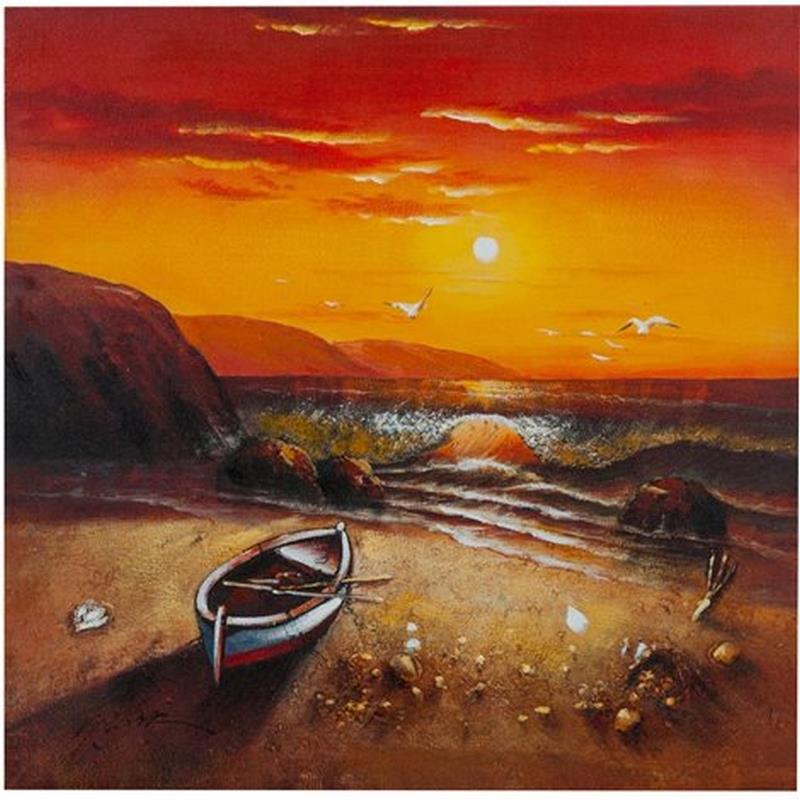 Quadro olio su tela dipinto a mano tramonto X2306