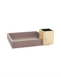 Centrotavola Modular quadrato 31x31 tortora e oro, ME2244-T
