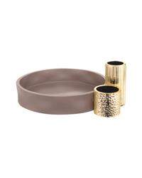 Centrotavola Modular rotondo D35 tortora e oro, ME2242-T