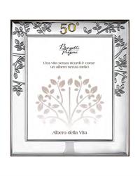 Portafoto nozze d'oro, riquadro interno 20x25 argentato CR209-50