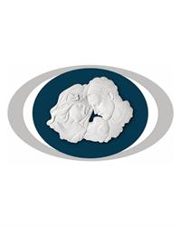 Quadro famiglia ovale 100x60 blu con fiore bianco, ME2519-3BB