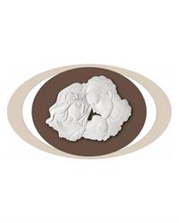 Quadro famiglia ovale 100x60 nocciola con fiore bianco, ME2519-3N