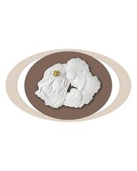 Quadro famiglia ovale 100x60 nocciola con fiore oro, ME2519-3NOR