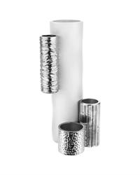 Vaso Modular tubolare H34 bianco e argento, ME2241-AG
