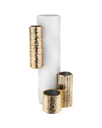 Vaso Modular tubolare H34 bianco e oro, ME2241-OR