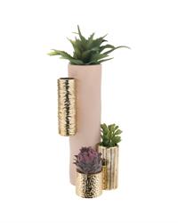 Vaso Modular tubolare H34 cipria e oro, ME2241-CP