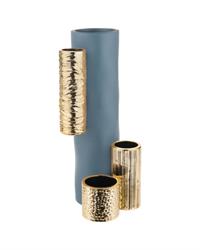 Vaso Modular tubolare H34 jeans e oro, ME2241-SE