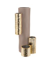 Vaso Modular tubolare H34 tortora e oro, ME2241-T