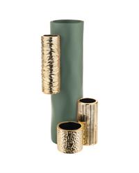 Vaso Modular tubolare H34 verde e oro, ME2241-V