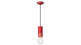 Lampada a sospensione cilindro largo C2501-ROC Collezione PI finitura rosso corallo