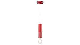 Lampada a sospensione cilindro stretto C2500-ROC Collezione PI finitura rosso corallo