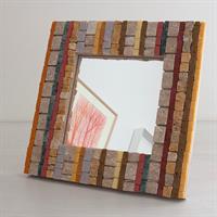 Specchio con cornice a mosaico Lines, 34x34 cm, Gabriele Casale 2018