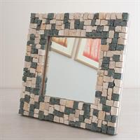 Specchio con cornice a mosaico Stone, 34x34 cm, Gabriele Casale 2018