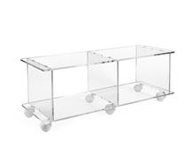 Mobile porta tv IMAGO, con ruote e piano unico, trasparente, catalogo IPlex, codice I00206004TAC