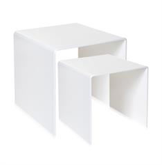 Set di 2 tavolini Anni 80, misure 40-50, colore bianco, catalogo IPlex, codice I00206014P01