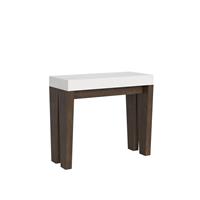 Consolle allungabile 90-196 Spimbo piano Bianco, struttura Noce