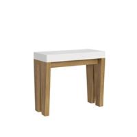 Consolle allungabile 90-196 Spimbo piano Bianco, struttura Quercia