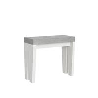 Consolle allungabile 90-196 Spimbo piano Cemento, struttura Bianco