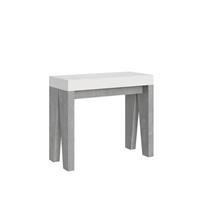 Consolle allungabile Naxy 90-196 piano Bianco e struttura Cemento