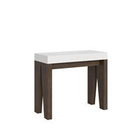 Consolle allungabile Naxy 90-196 piano Bianco e struttura Noce