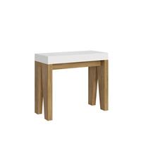 Consolle allungabile Naxy 90-196 piano Bianco e struttura Quercia