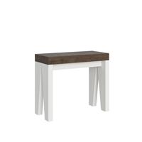 Consolle allungabile Naxy 90-196 piano Noce e struttura Bianco