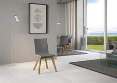 Sedia Trudy gambe quercia, cuscino grigio