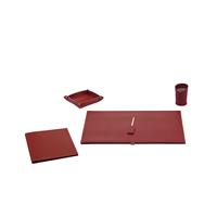 Set scrivania ARISTOTELE 60x40 in cuoio, 5 pezzi, Limac Design, Bordeaux, codice STAR05CC0009