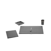 Set scrivania ARISTOTELE 60x40 in cuoio, 5 pezzi, Limac Design, Grigio, codice STAR05CC0012