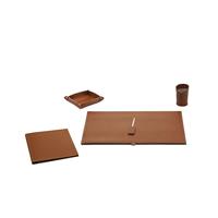 Set scrivania ARISTOTELE 60x40 in cuoio, 5 pezzi, Limac Design, Marrone, codice STAR05CC0011