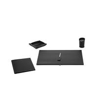 Set scrivania ARISTOTELE 60x40 in cuoio, 5 pezzi, Limac Design, Nero, codice STAR05CC0014