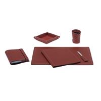 Set scrivania ASCANIO 55x38 in cuoio, 6 pezzi, Limac Design, Bordeaux, codice STAS06CC0009