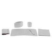 Set scrivania BRANDO 60x36 in cuoio, 6 pezzi, Limac Design, Bianco, codice STBR06CC0007