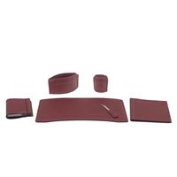 Set scrivania BRANDO 60x36 in cuoio, 6 pezzi, Limac Design, Bordeaux, codice STBR06CC0009