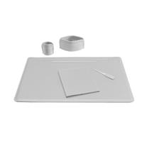 Set scrivania EBE 90x60 in cuoio, 5 pezzi, Limac Design, Bianco, codice STEB05CC0007