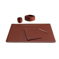 Set scrivania EBE 90x60 in cuoio, 5 pezzi, Limac Design, Bordeaux, codice STEB05CC0009