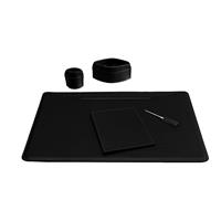 Set scrivania EBE 90x60 in cuoio, 5 pezzi, Limac Design, Nero, codice STEB05CC0014