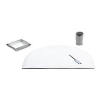 Set scrivania MEDEA 70x50 in cuoio, 4 pezzi, Limac Design, Bianco, codice STME04CC0007