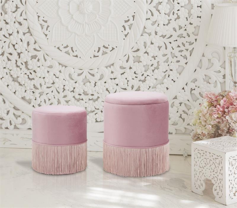 Pouf contenitore Worry, in colore rosa 35x60 cm.