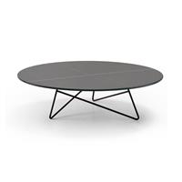 Tavolino da salotto ERMIONE 90 con top in vetro marmo sahara black