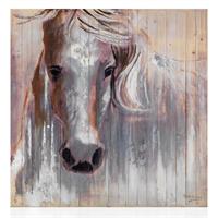 Quadro CAVALLO BIANCOIN LEGNO C/FARG.100X100, Ottaviani, cod 250147