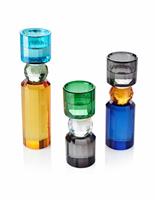 Set di tre portacandele in cristallo colorato, codice 800450