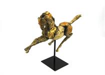 Cavallo scultura con base in metallo