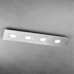 PLAFONIERA A 4 LUCI RETTANGOLARE PATH 1141/PL4 R-FA FOGLIA ARGENTO