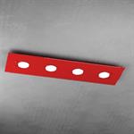 PLAFONIERA A 4 LUCI RETTANGOLARE PATH 1141/PL4 R-RO ROSSO