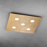 PLAFONIERA A 5 LUCI QUADRA PATH 1141/PL5-FO FOGLIA ORO