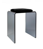 Sgabello JAGO di Vesta Home, con seduta in velluto colore nero, struttura fumè, codice 04292-0510